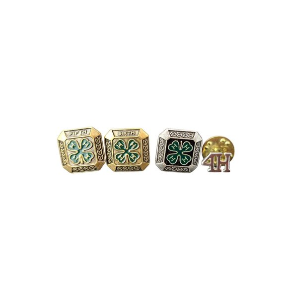 Vintage 4H Pins Lot of 4 Clutch Back Gold and Silver Tone New Fifth Sixth Clover - Picture 1 of 5